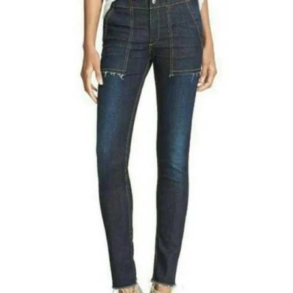 Rag & Bone Denny High Rise Skinny Ankle Jean Warsaw‎ Dark Wash Blue Size 30 Boho